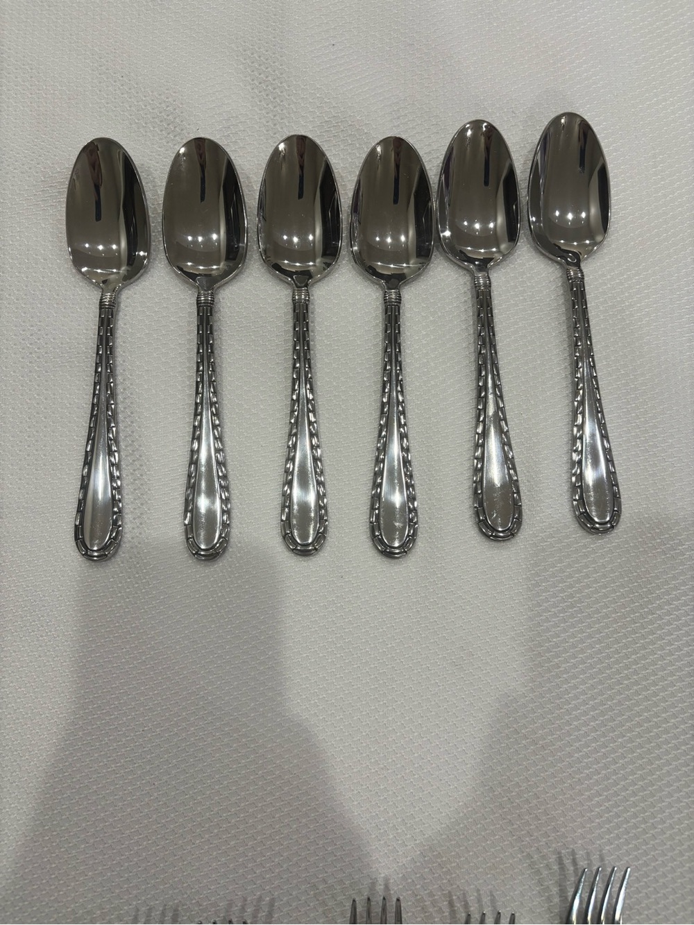 Oneida MADRID 2003 Stainless Big Spoons Set of 6 Rectangle MCM Vintage